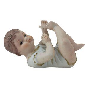Baby Boy Laying On Back Porcelain Figurine Vintage